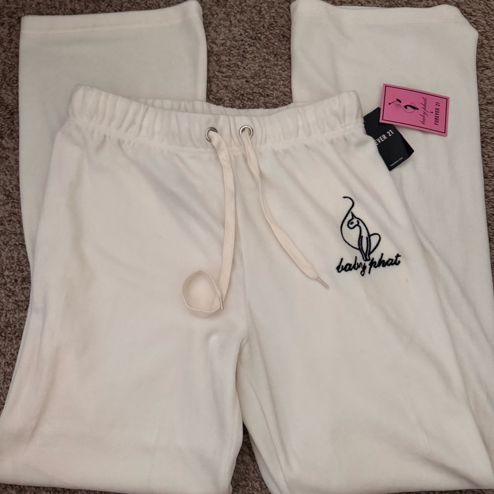 Baby Phat Cream Sweatpants with Black Logo